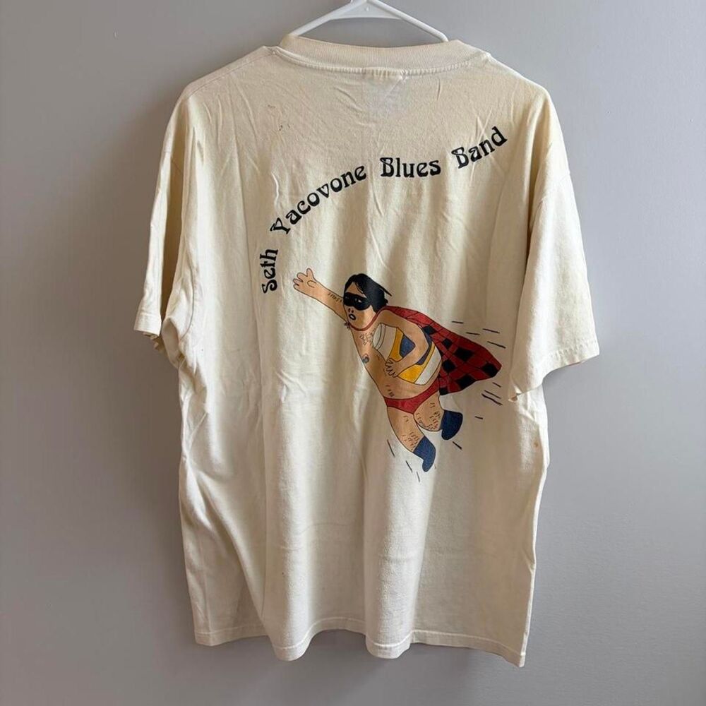 Rare Vintage Seth Yacovone Blues Band cream graphic tee #blues #music #Phish